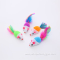 Colorful feathers mouse interactive cat toy